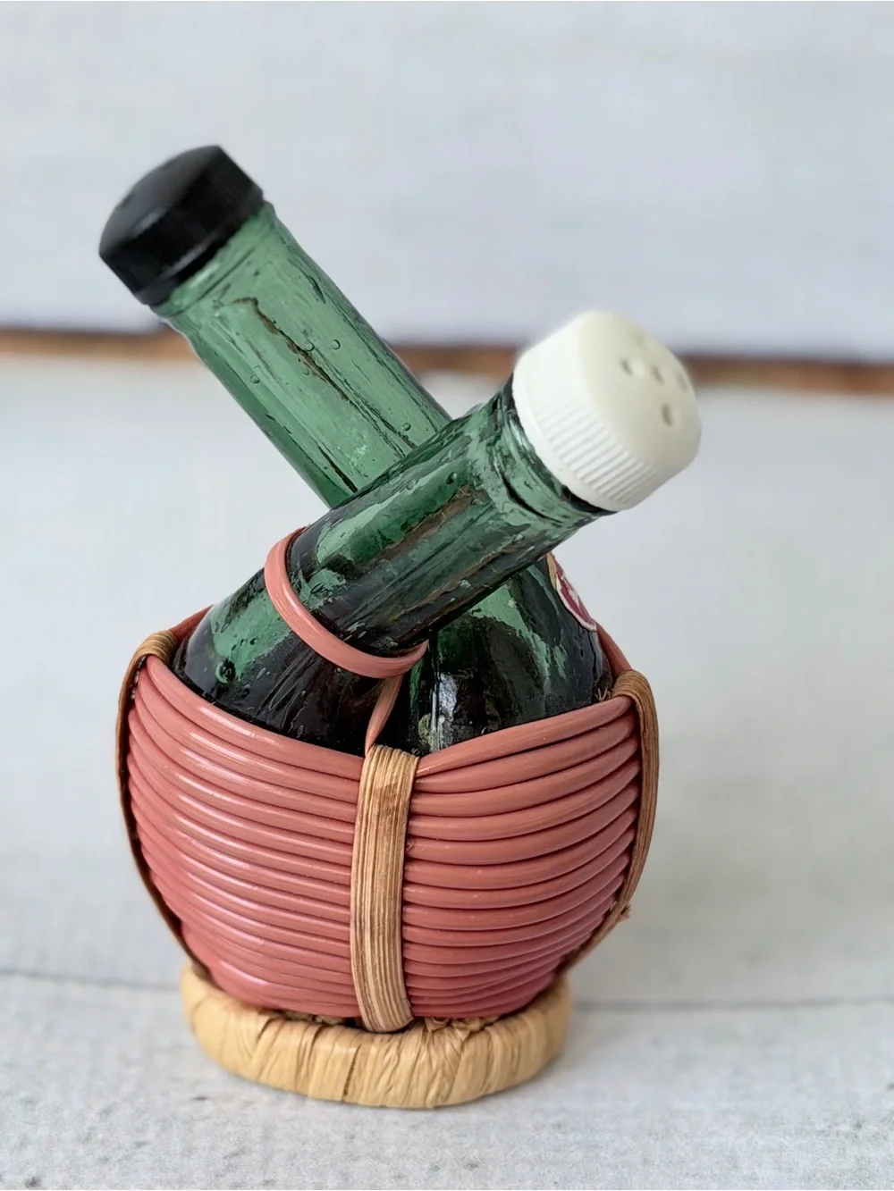 Vintage Italian Mini Chianti Wine Bottle Salt & Pepper Shakers Set